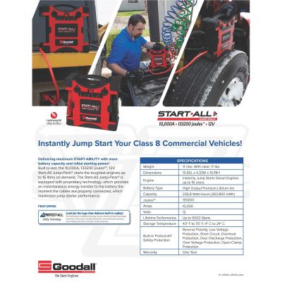 Goodall Manufacturing START-ALL Jump Starter 10,000A 133200 Joules 12V