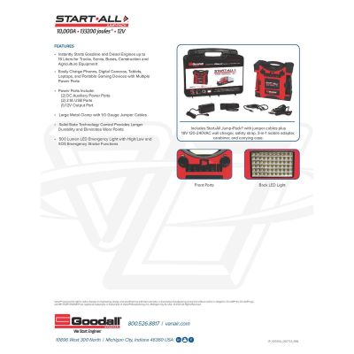 Goodall Manufacturing START-ALL Jump Starter 10,000A 133200 Joules 12V